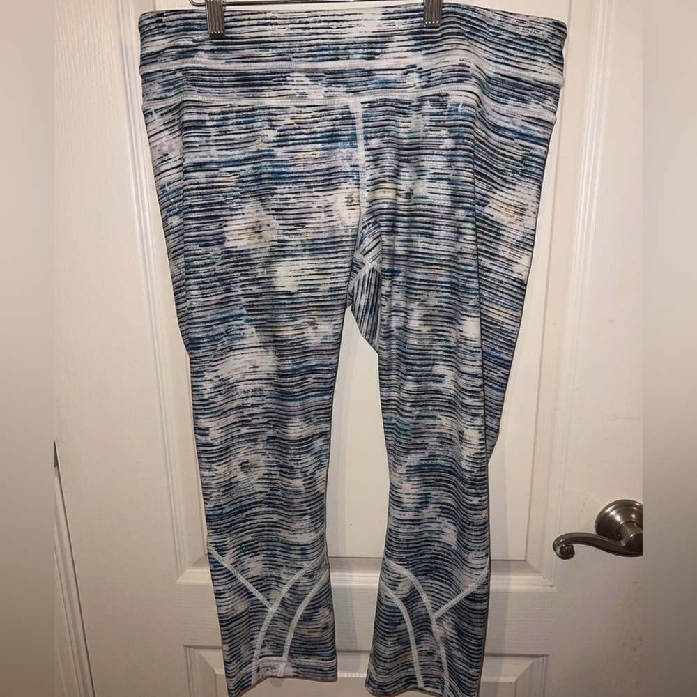 Lululemon Pace Rival Crop Leggings Space Dye Twist Naval Blue Peacock Blue 12